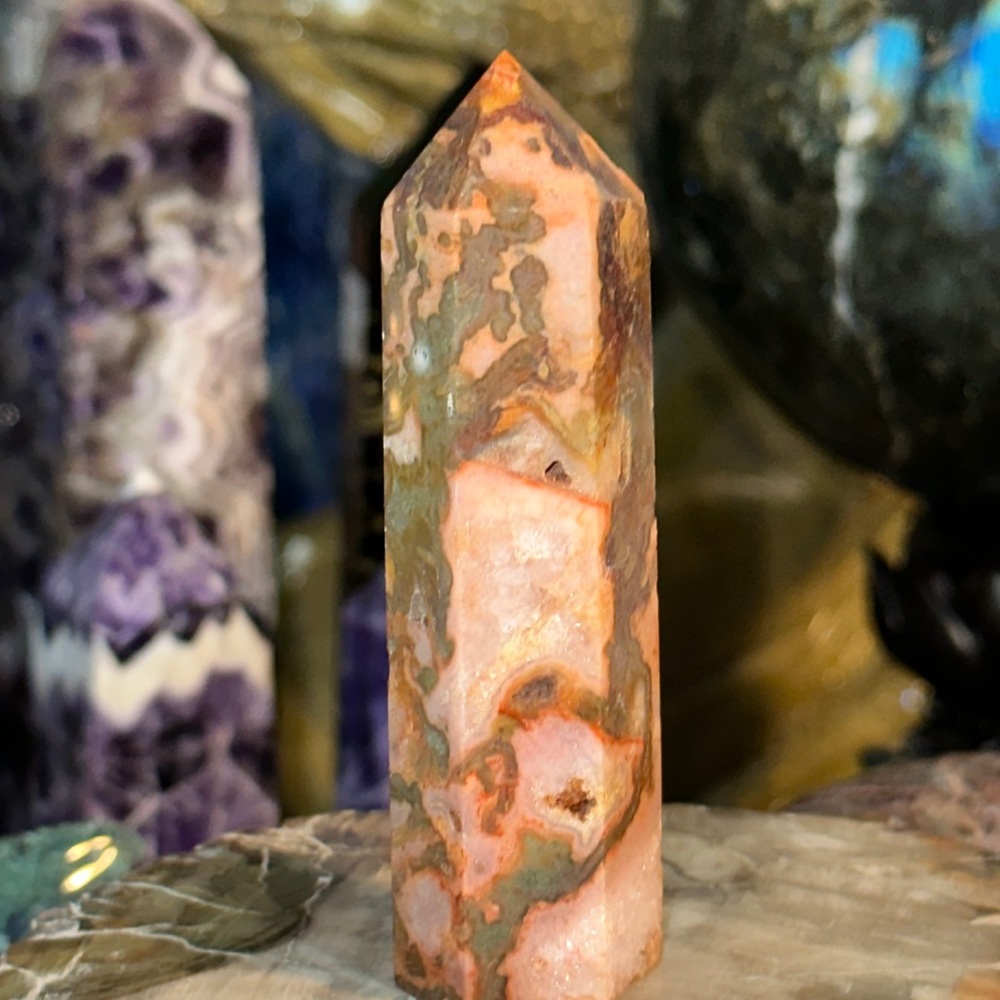 🔥SALE🔥 Red Moss Agate Crystal Point With Druzy!
